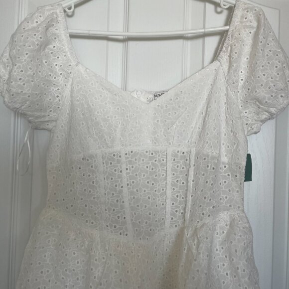 Ruffled Broderie Anglaise Dress 100% Cotton Mini Dress - Picture 7 of 7